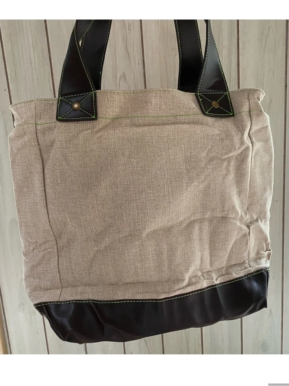 Patrón Tequila Brown beige leather green insulated tote bag purse canvas bag